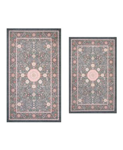 Laura Ashley Printed Chenille Victora Medallion Accent Rugs