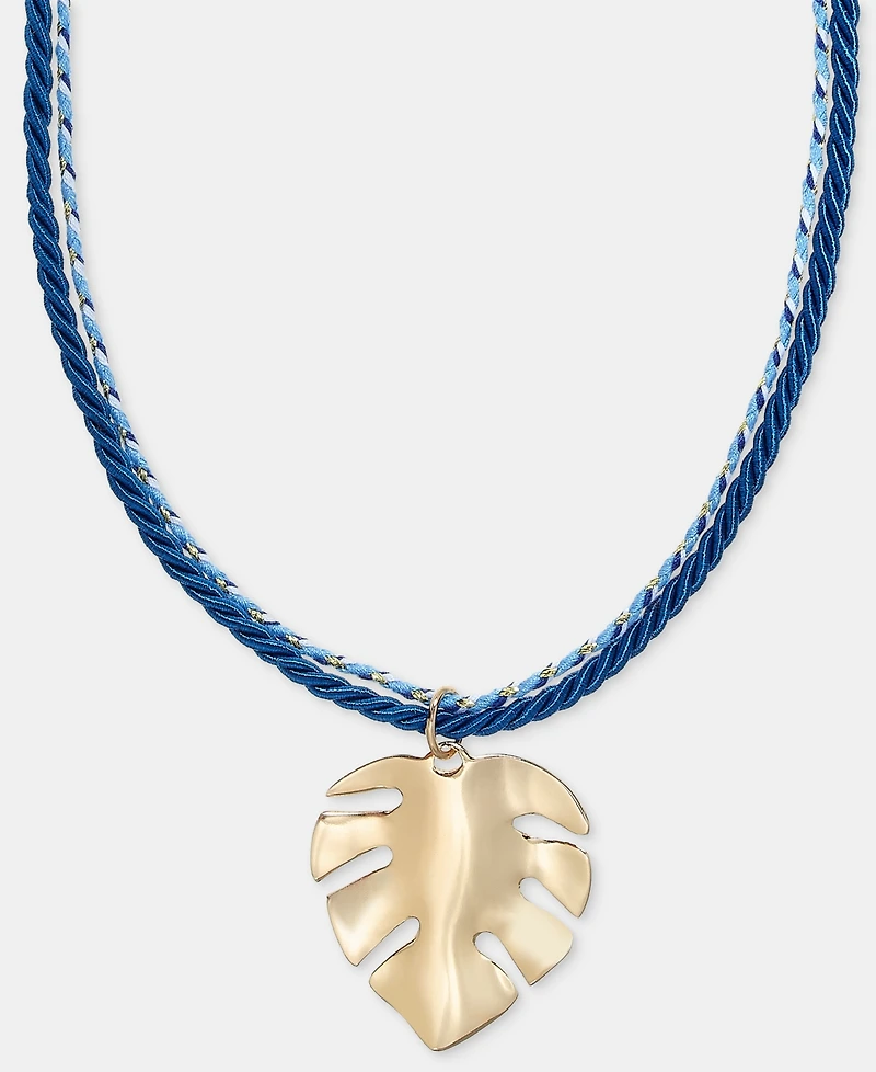 On 34th Palm Leaf Double Cord Pendant Necklace, 16" + 2" extender, Macy's Exclusive