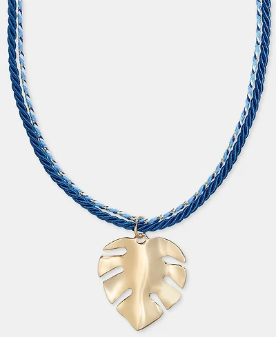 On 34th Palm Leaf Double Cord Pendant Necklace, 16" + 2" extender, Macy's Exclusive