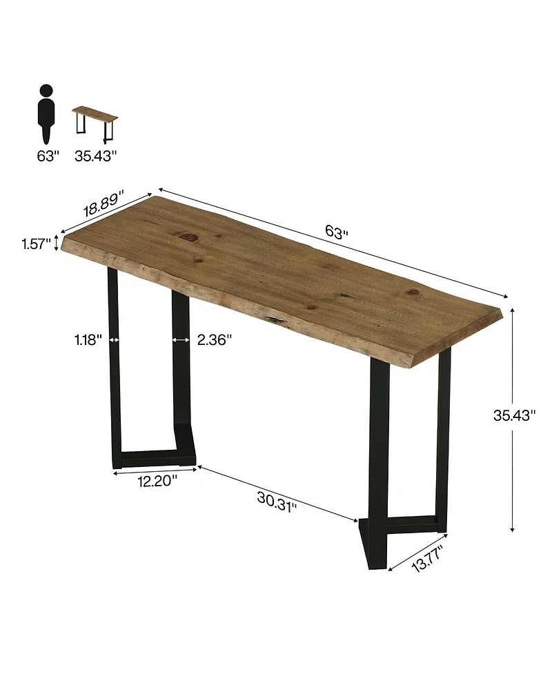 Tribesigns Solid Wood Live-Edge Bar Table, Rectangle Long Counter Height Pub Table, Farmhouse High Top Home Bar Unit