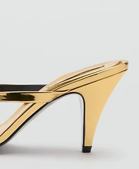 Mango Women's Funnel Heel Metallic Sandals