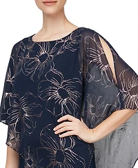 Sl Fashions Women's Long Foil Overlay Dress
