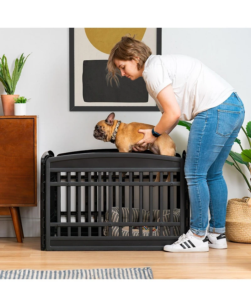 Iris 24" Exercise 4-Panel Pet Playpen, Dog Playpen for Puppy Small Dogs Keep Pets Secure Easy Assemble Easy Storing Customizable Non-Skid Rubber
