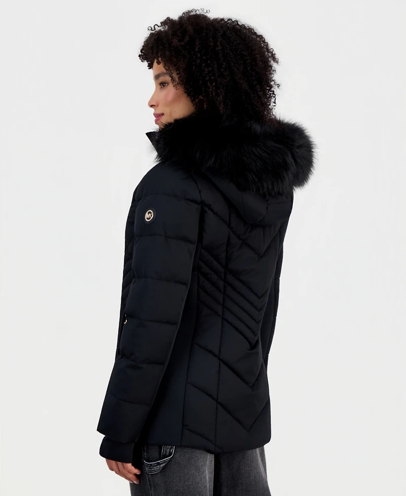 Michael Kors Women's Faux-Fur-Trim Hooded Puffer Coat