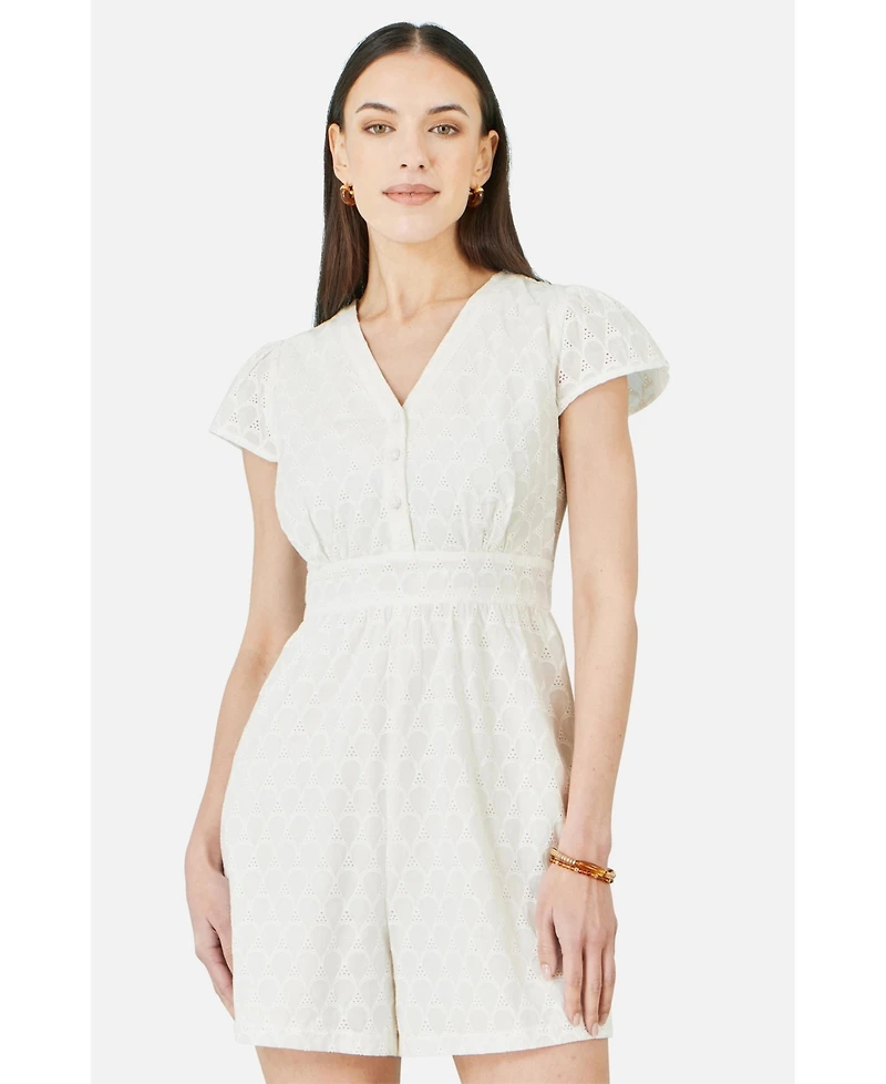 Yumi Women's Cotton Broderie Anglaise Playsuit