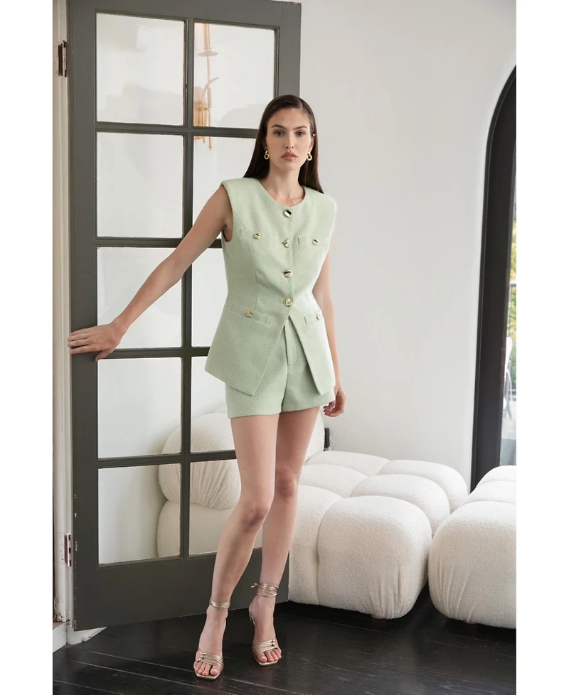 endless rose Women's Long Vest With Button Details