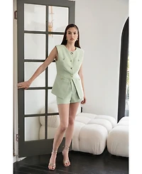endless rose Women's Long Vest With Button Details