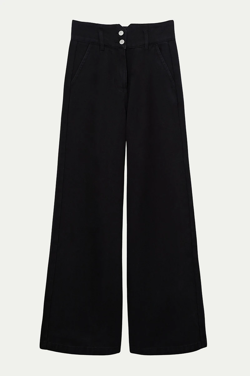 Karen Millen Women's Denim Wide Leg High Waisted Jeans