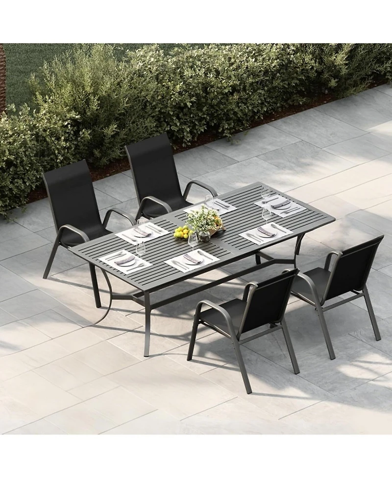 Xo Set of 4 Outdoor Stackable Patio Chairs with High Back for Backyard Poolside Garden Balcony
