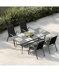 Xo Set of 4 Outdoor Stackable Patio Chairs with High Back for Backyard Poolside Garden Balcony