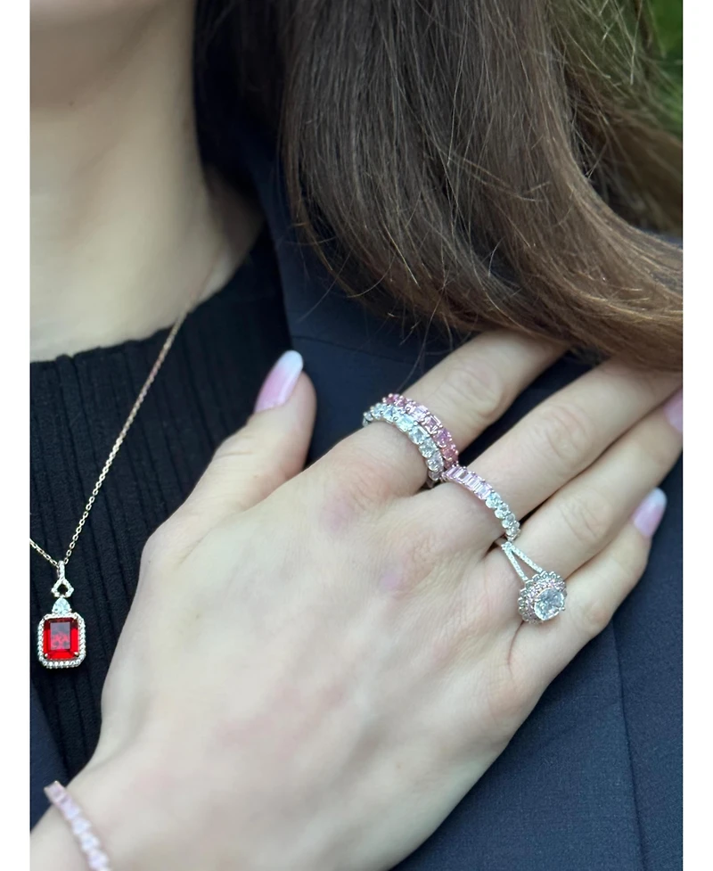 Suzy Levian New York Sterling Silver Cubic Zirconia Unique Double Halo Flower Proposal Ring
