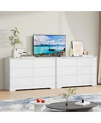homfan Modern Tall 6-Drawer Wooden Dresser, Spacious Storage Chest with Wide Top for Bedroom, Living Room and Hallway