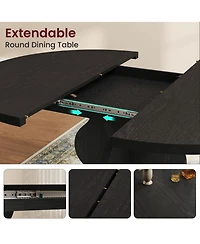 gaomon Extendable Oval Dining Table For 4-8 - Farmhouse Kitchen Table - 47"-63" Expandable Top - Sturdy Metal Frame - Space-Saving Design