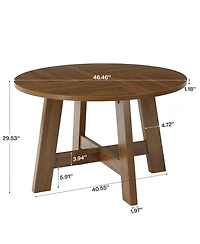 Tribesigns Round Dining Table for for 4-6 People, 47-Inch Circle Kitchen Table with Reinforced Cross Brace, Farmhouse Dining Room Furniture