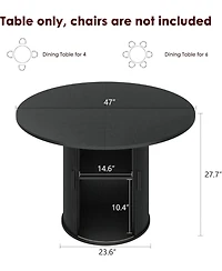 gaomon Modern Round Dining Table for with 2-Layer Storage Shelf, Sliding Wood Door - Space-Saving, Finish for Kitchen and Dining Room