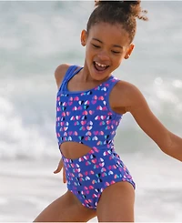 Lands' End Girls Chlorine Resistant Asymmetrical One Piece Swimsuit