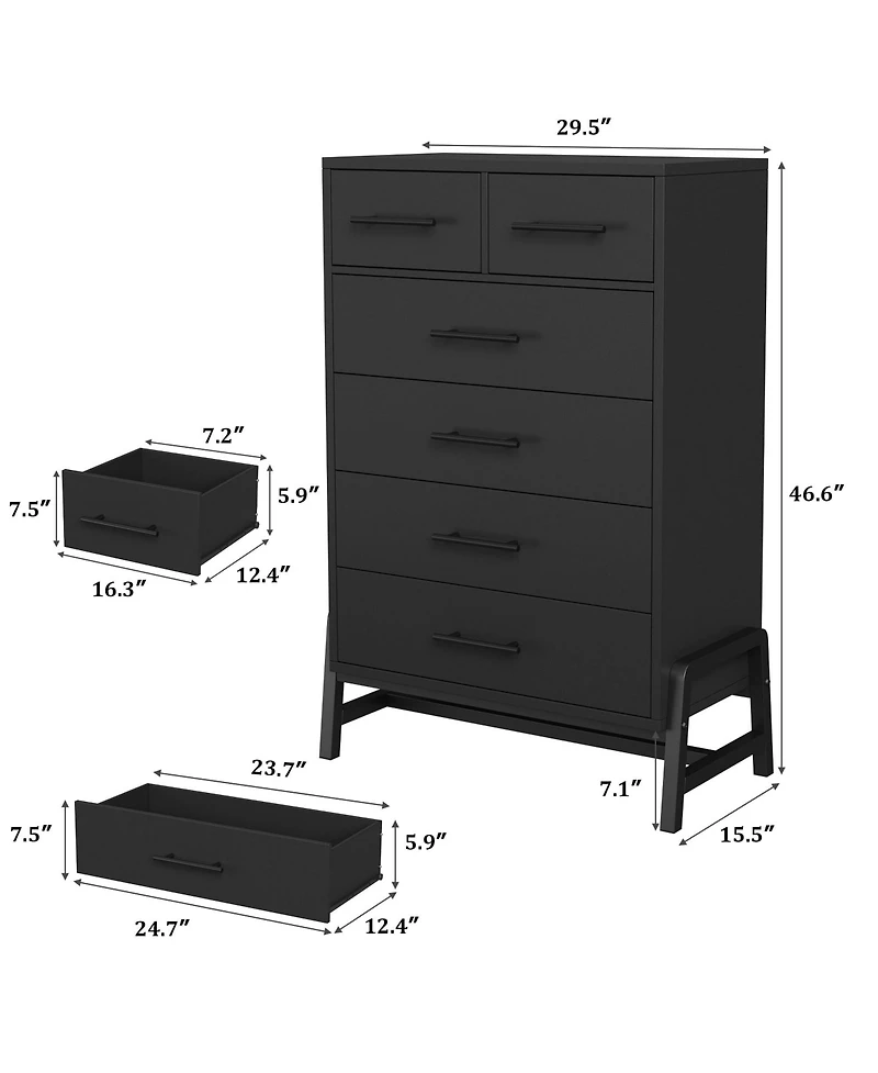 homfan Tall 6-Drawer Entryway Storage Cabinet, Freestanding Wooden Dresser for Bedroom, Living Room and Foyer