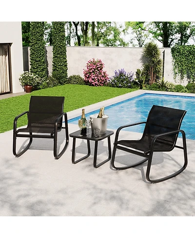 Gaomon Stylish Patio Bar Chair Set - 3-Piece Outdoor Bistro Furniture, Durable for Garden, Lawn, Yard, Balcony, Poolside, Backyard Black