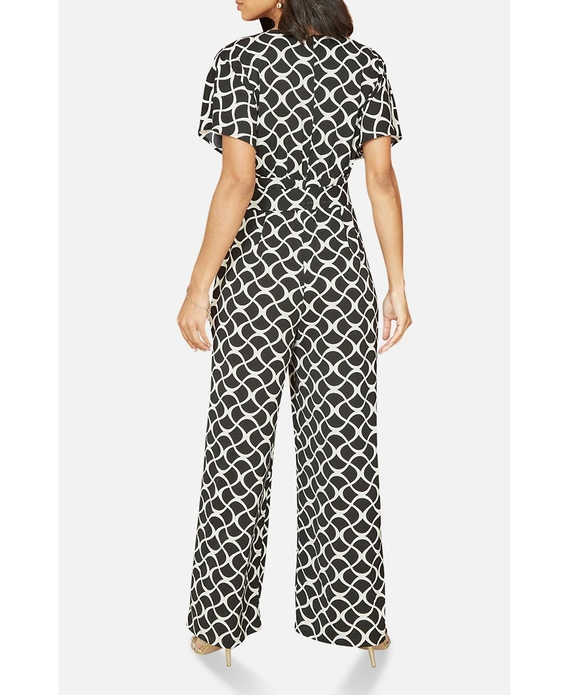 Yumi Women's Geometric Print Wrap Jumpsuit