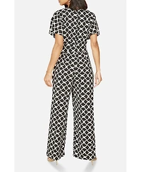 Yumi Women's Geometric Print Wrap Jumpsuit