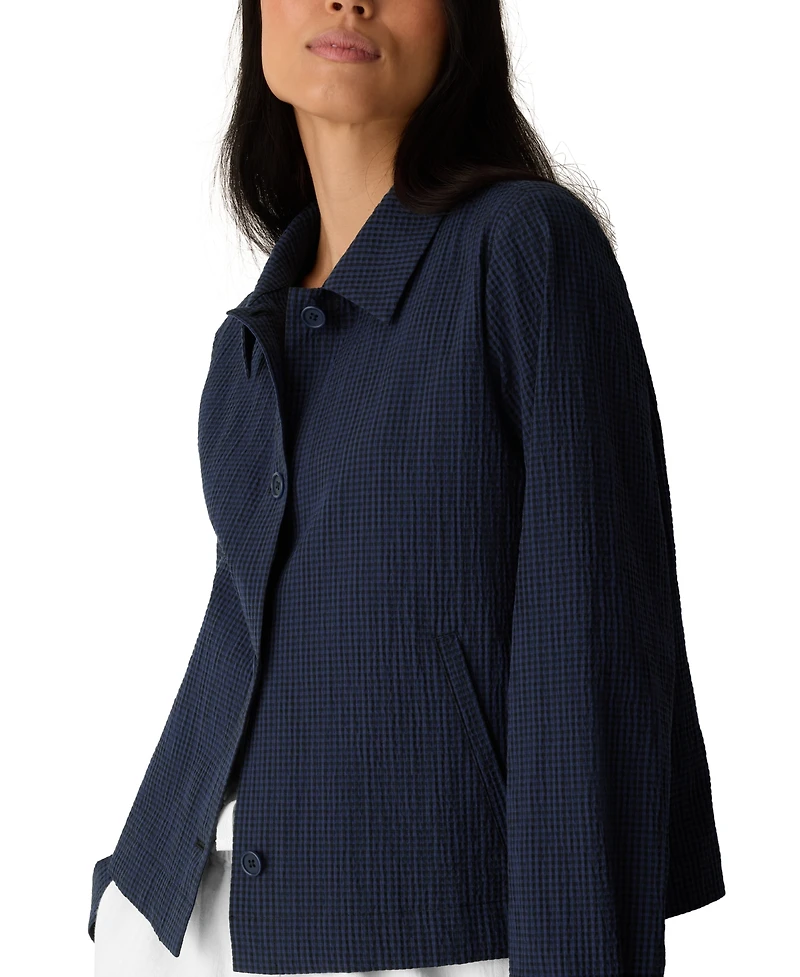 Eileen Fisher Women's Cotton-Blend Classic Collar A-Line Jacket, Regular And Plus