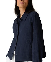 Eileen Fisher Women's Cotton-Blend Classic Collar A-Line Jacket, Regular And Plus