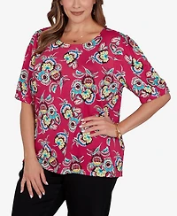 Ruby Rd. Plus Etched Floral Puff Print T-Shirt
