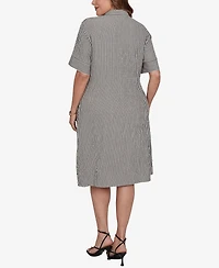 Ruby Rd. Plus Striped Gauze Tie Waist Shirt Dress
