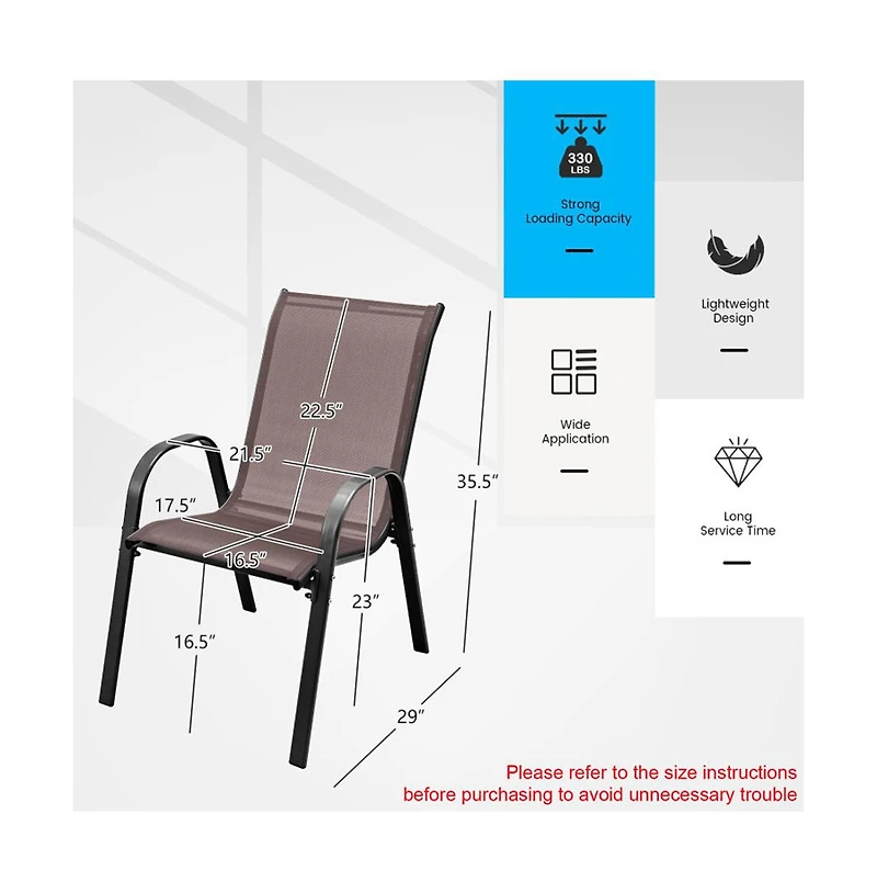 Boyel Living 4 Pieces Stackable Patio Dining Chairs Set with Armrest