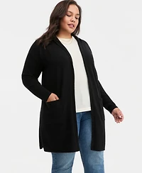 Charter Club Plus Hooded 100% Cashmere Cardigan, Macy's Exclusive