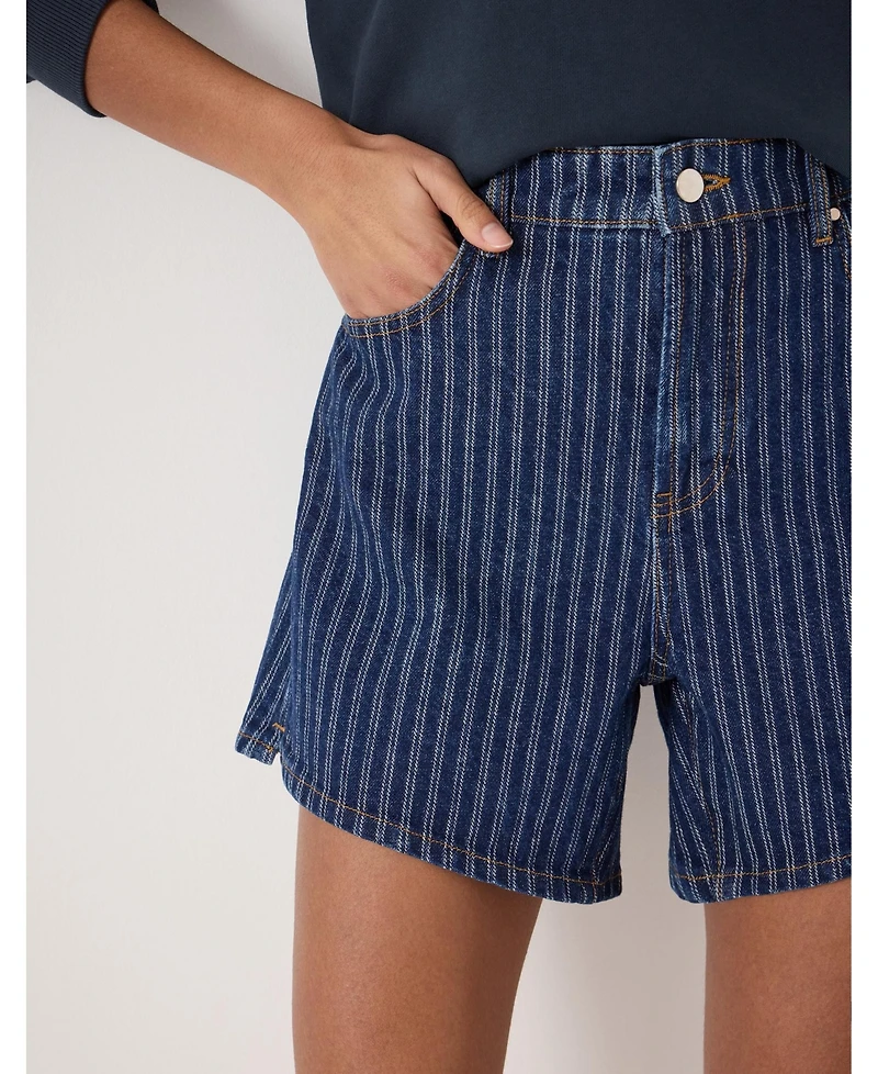 Hush Women's Essential Denim Striped Shorts