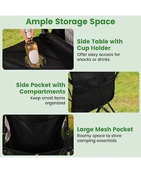 Yiortwo Oversized Camping Chair with Side Table, Cup Holder and Storage Pockets