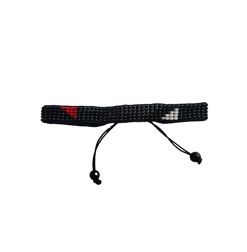 Silent Strength Beaded Bracelet – Black with Red & White Triangles