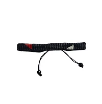 Silent Strength Beaded Bracelet – Black with Red & White Triangles