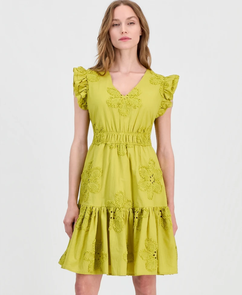 Anne Klein Women's Eyelet Embroidered Cotton A-Line Dress