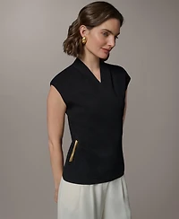 Donna Karan New York Women's Faux Wrap V-Neck Sweater