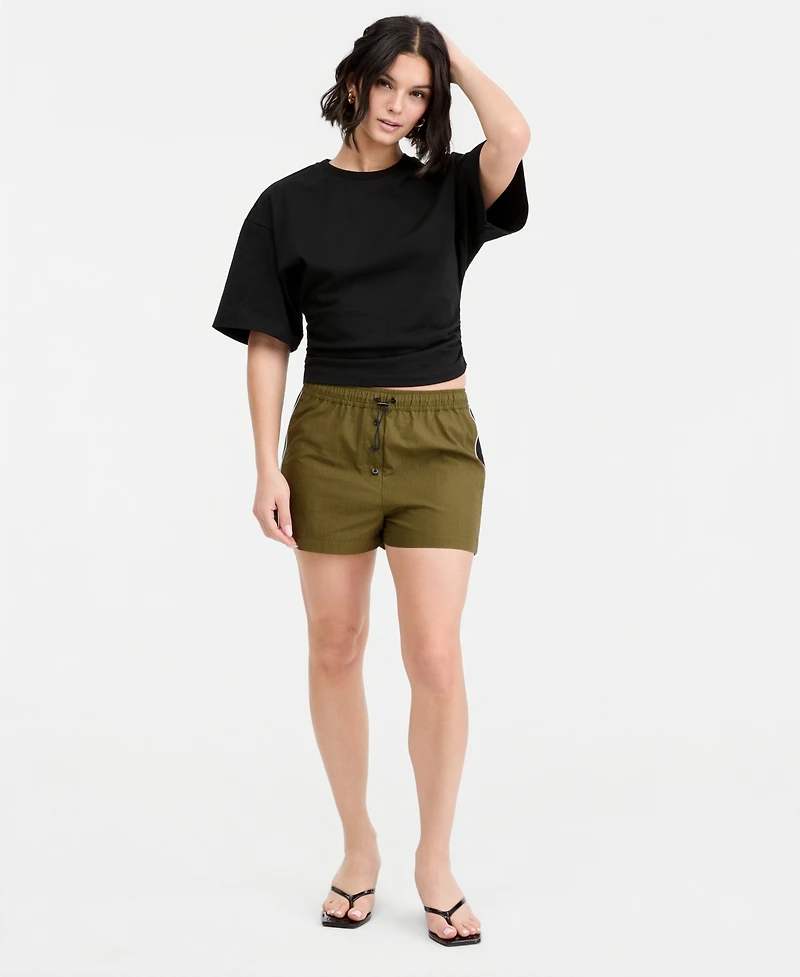 Bar Iii Women's Cotton Elbow-Sleeve Sculpted T-Shirt, Macy's Exclusive