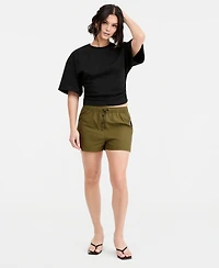 Bar Iii Women's Cotton Elbow-Sleeve Sculpted T-Shirt, Macy's Exclusive