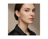 Rachel Glauber Modern Cubic Zirconia Pave Oval Statement Drop Earrings