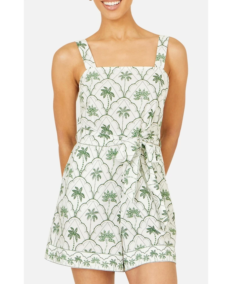 Yumi Women's Palm Print Cotton Playsuit