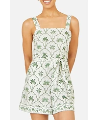 Yumi Women's Palm Print Cotton Playsuit