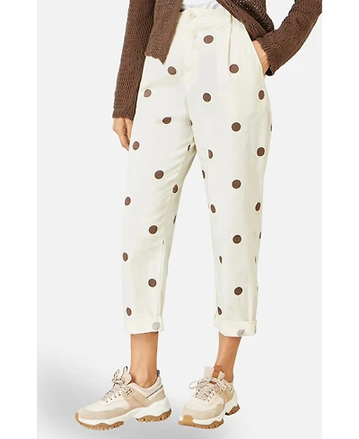 Yumi Women's Spot Print Cotton Canvas Chinos