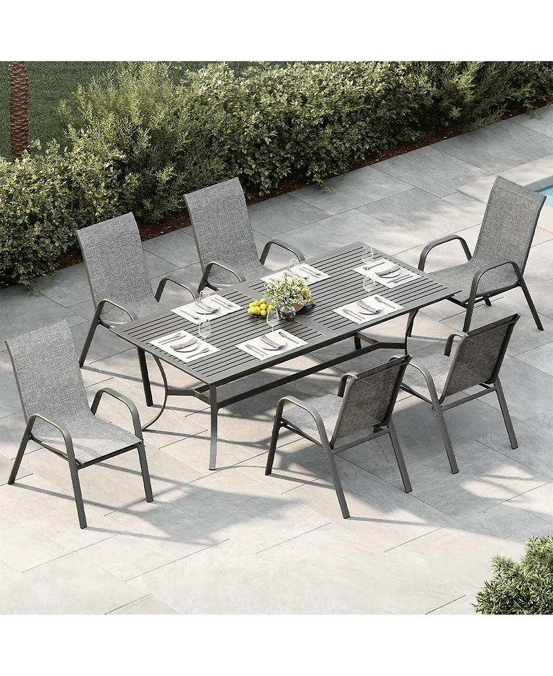Xo Set of Outdoor Stackable Patio Chairs with High Back for Backyard Poolside Garden Balcony