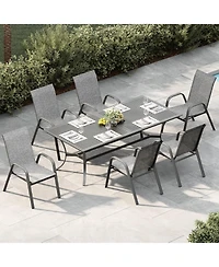 Xo Set of Outdoor Stackable Patio Chairs with High Back for Backyard Poolside Garden Balcony