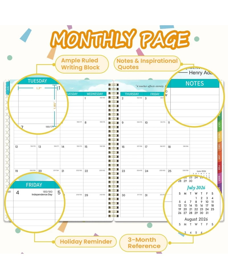 Gnuadz Teacher Planner 2026-2027 Hardcover Lesson Plan