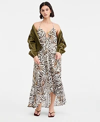 Bar Iii Women's Zebra Print Chiffon Halter High-Low Dress, Macy's Exclusive