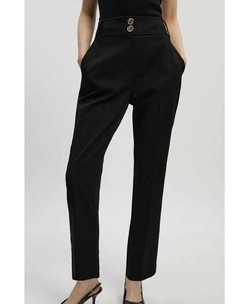 Karen Millen Women's Textured Stretch Straight Leg Trouser