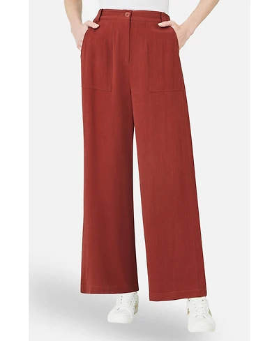 Yumi Women's Linen Mix Mid Rise Trousers