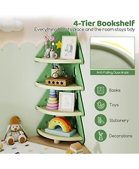 Gymax 4-Tier Tree Bookshelf w/Star Stickers for Kids Room Playroom Daycare and Nursery