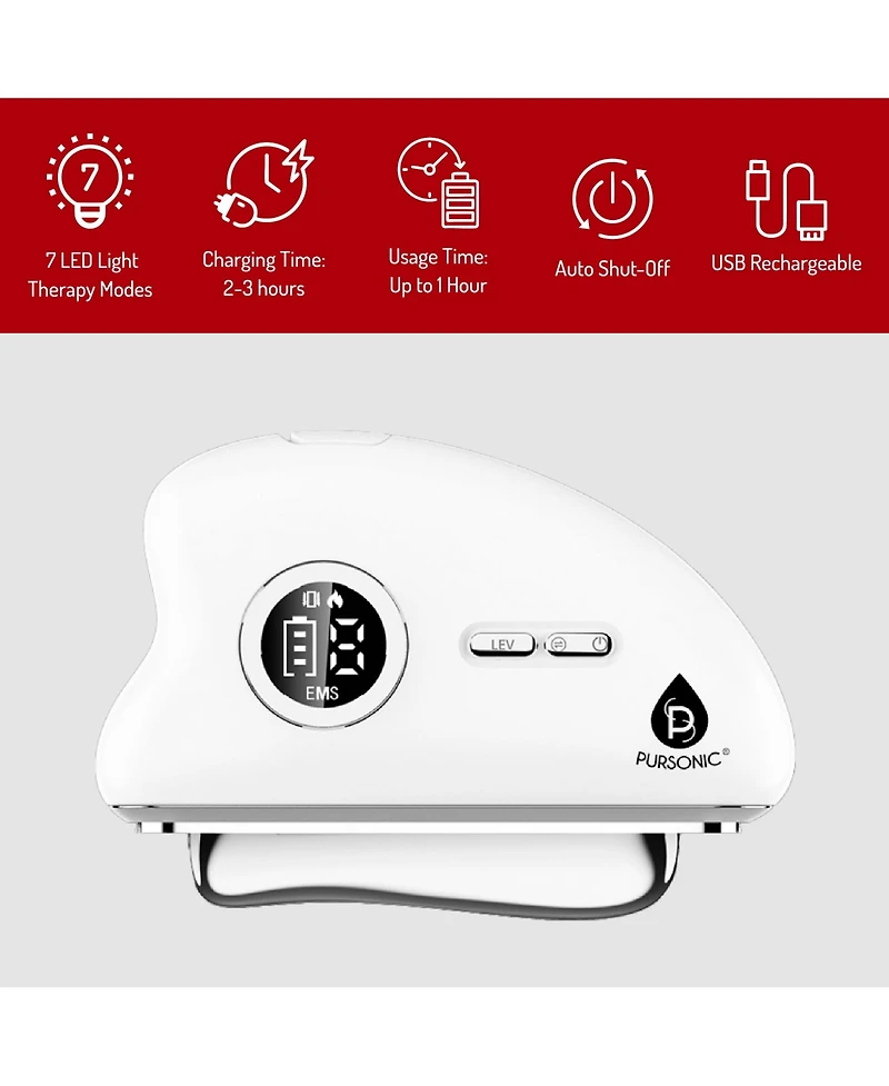 Pursonic 7-in-1 Led Light Therapy Face and Neck Device + Sculpting Wand Gua Sha